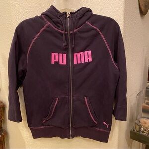 PUMA Girls Brown Zipped Hoodie Jacket Size Medium